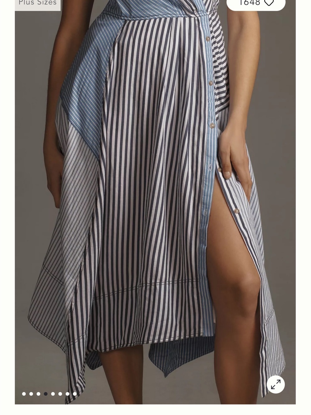 Anthropologie Pilcro Asymmetrical Button-Front Wrap Shirt Dress blue white XS - Picture 4 of 14